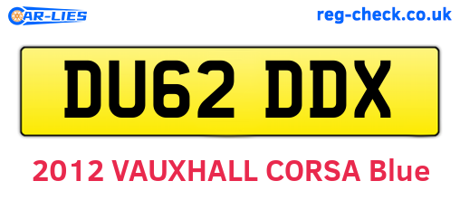 DU62DDX are the vehicle registration plates.