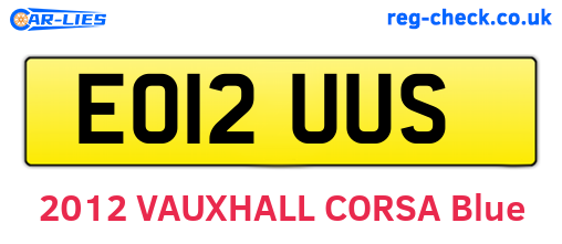EO12UUS are the vehicle registration plates.