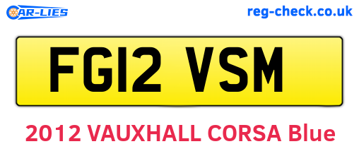 FG12VSM are the vehicle registration plates.