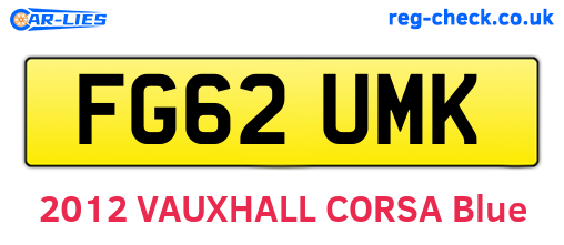 FG62UMK are the vehicle registration plates.
