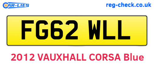FG62WLL are the vehicle registration plates.