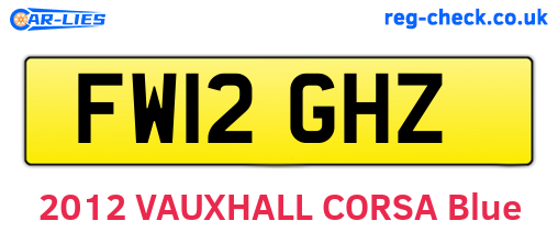 FW12GHZ are the vehicle registration plates.