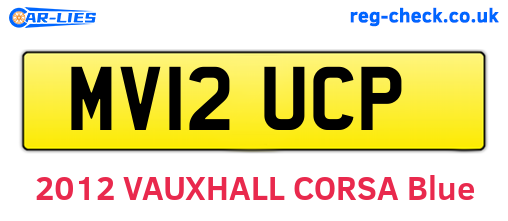 MV12UCP are the vehicle registration plates.