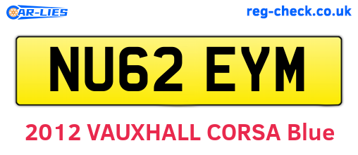 NU62EYM are the vehicle registration plates.
