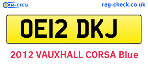 OE12DKJ are the vehicle registration plates.