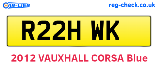 R22HWK are the vehicle registration plates.