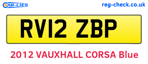 RV12ZBP are the vehicle registration plates.