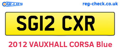 SG12CXR are the vehicle registration plates.