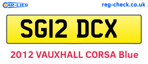 SG12DCX are the vehicle registration plates.