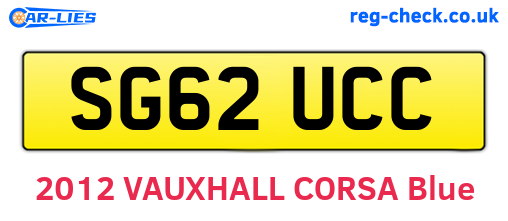 SG62UCC are the vehicle registration plates.
