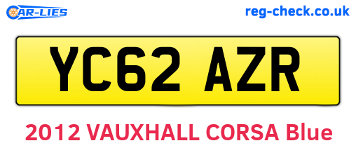YC62AZR are the vehicle registration plates.