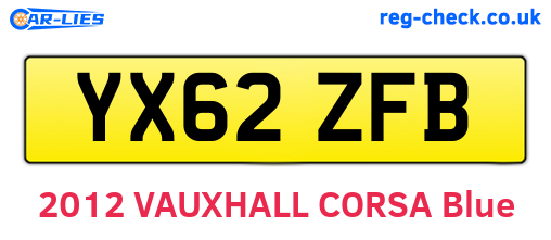 YX62ZFB are the vehicle registration plates.