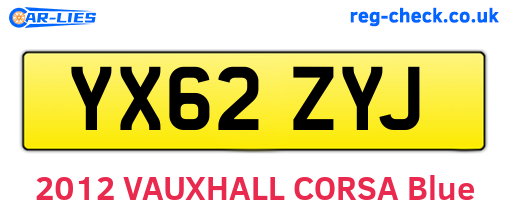 YX62ZYJ are the vehicle registration plates.