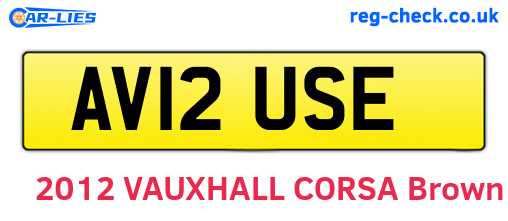 AV12USE are the vehicle registration plates.