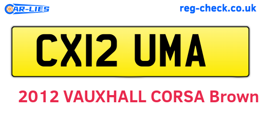CX12UMA are the vehicle registration plates.
