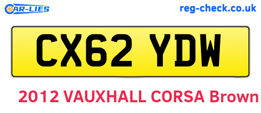 CX62YDW are the vehicle registration plates.