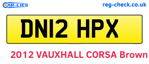 DN12HPX are the vehicle registration plates.