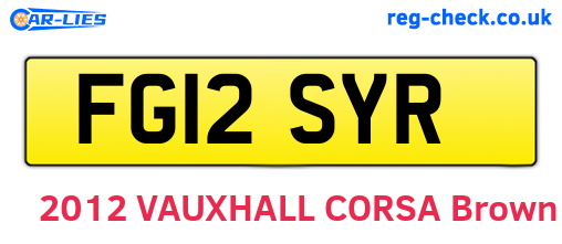 FG12SYR are the vehicle registration plates.