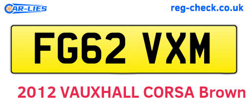 FG62VXM are the vehicle registration plates.