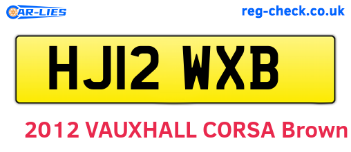 HJ12WXB are the vehicle registration plates.