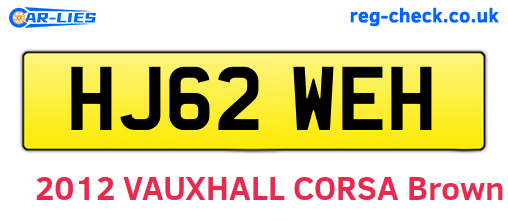 HJ62WEH are the vehicle registration plates.