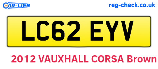 LC62EYV are the vehicle registration plates.