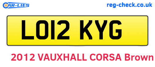 LO12KYG are the vehicle registration plates.