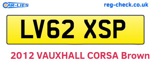 LV62XSP are the vehicle registration plates.
