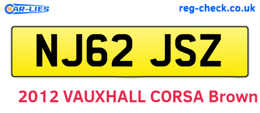 NJ62JSZ are the vehicle registration plates.