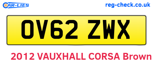 OV62ZWX are the vehicle registration plates.