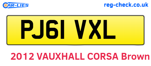 PJ61VXL are the vehicle registration plates.
