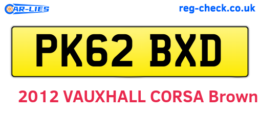 PK62BXD are the vehicle registration plates.