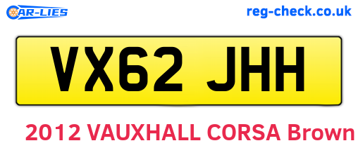VX62JHH are the vehicle registration plates.