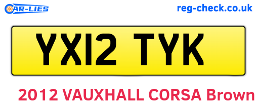 YX12TYK are the vehicle registration plates.