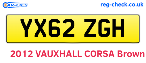 YX62ZGH are the vehicle registration plates.