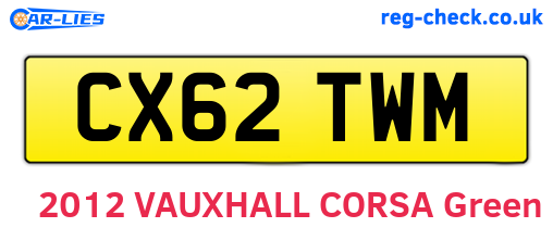 CX62TWM are the vehicle registration plates.
