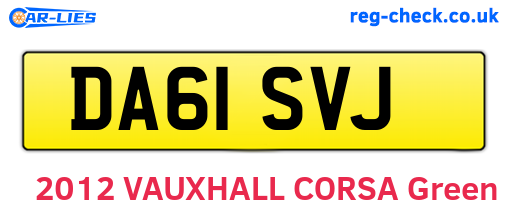 DA61SVJ are the vehicle registration plates.