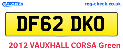 DF62DKO are the vehicle registration plates.