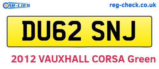 DU62SNJ are the vehicle registration plates.