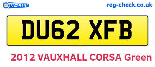 DU62XFB are the vehicle registration plates.