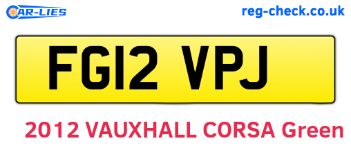FG12VPJ are the vehicle registration plates.