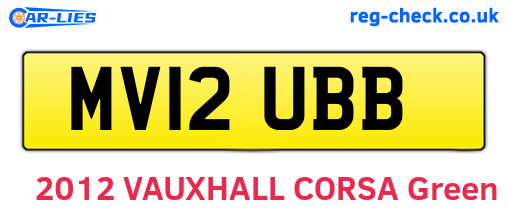MV12UBB are the vehicle registration plates.