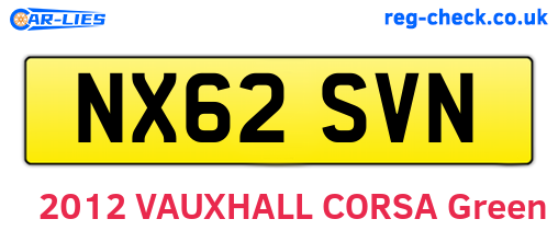 NX62SVN are the vehicle registration plates.