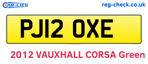PJ12OXE are the vehicle registration plates.