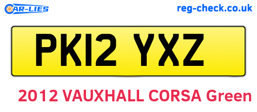 PK12YXZ are the vehicle registration plates.
