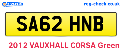 SA62HNB are the vehicle registration plates.
