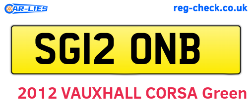 SG12ONB are the vehicle registration plates.