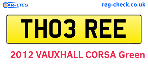 TH03REE are the vehicle registration plates.