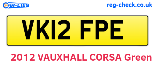 VK12FPE are the vehicle registration plates.