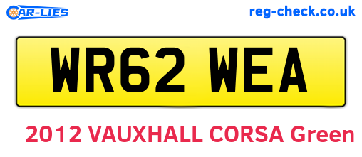 WR62WEA are the vehicle registration plates.